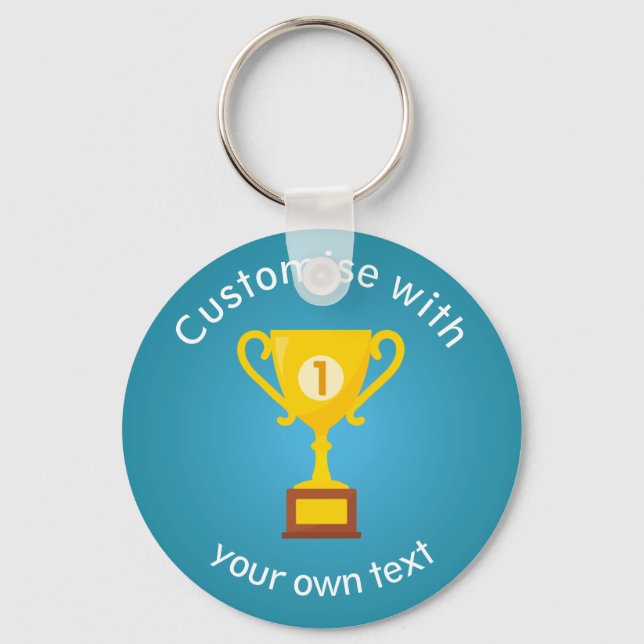 First Place Trophy Custom Text Key Ring (Front)