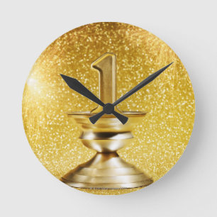 First Place Trophy Round Clock