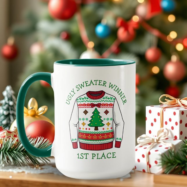 First Place Ugly Sweater Winner Christmas Mug (Creator Uploaded)