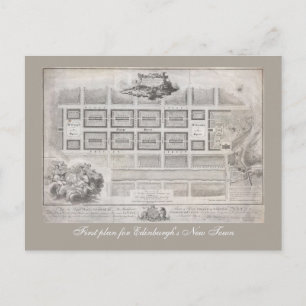 First plan of New Town, Edinburgh Postcard