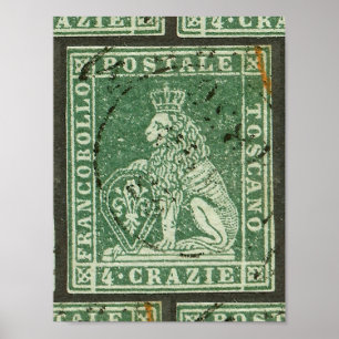 First postage stamp - Tuscany (1851) Poster