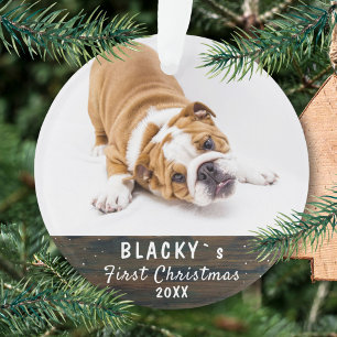 First Puppy Christmas Cute Rustic Pet Photo Ornament