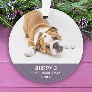 First Puppy Christmas Lavender Pet Photo Ornament