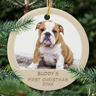 First Puppy Christmas Personalised Pet Photo Ceramic Ornament