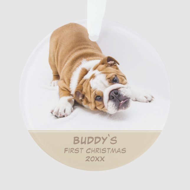 First Puppy Christmas Personalised Pet Photo Ornament (Front)