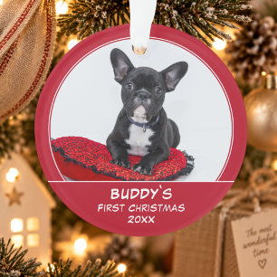 First Puppy Christmas Personalised Pet Photo Ornament