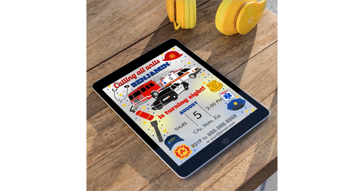 First Responder Birthday Invitation | Zazzle