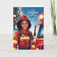 First Responder Black Female Firefighter Christmas