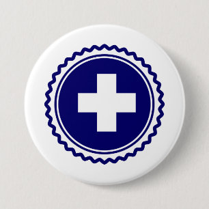 First Responder Blue Health Care Cross 7.5 Cm Round Badge