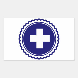 First Responder Blue Health Care Cross Rectangular Sticker