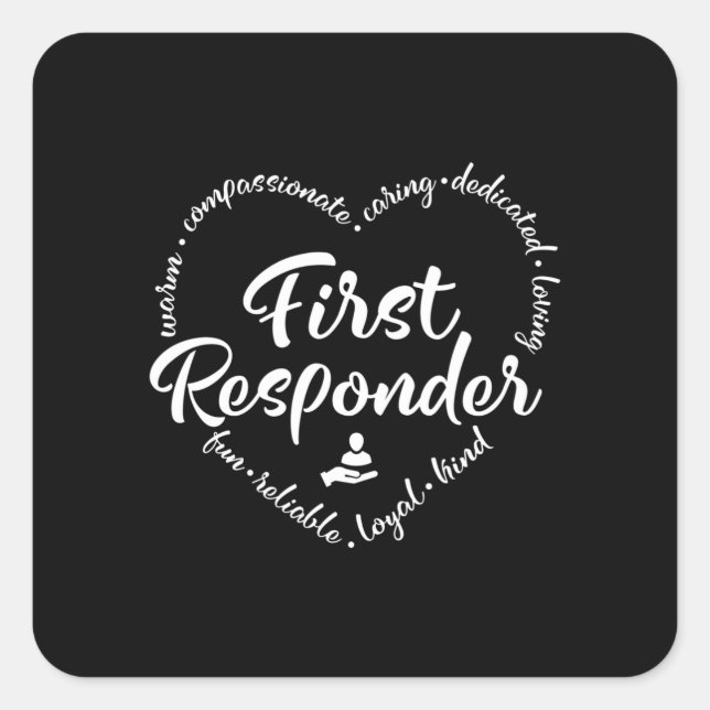 First responder, emergency worker square sticker (Front)