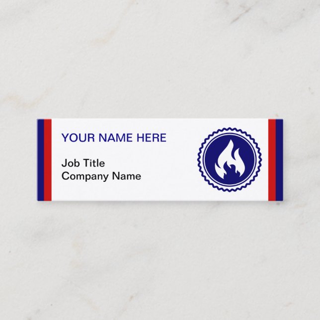 First Responder Firefighter Blue Flame Badge Mini Business Card (Front)