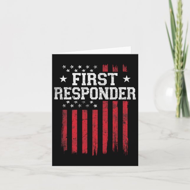 First Responder Proud American Flag Usa Patriot Pa Card (Front)