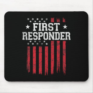 First Responder Proud American Flag Usa Patriot Pa Mouse Pad