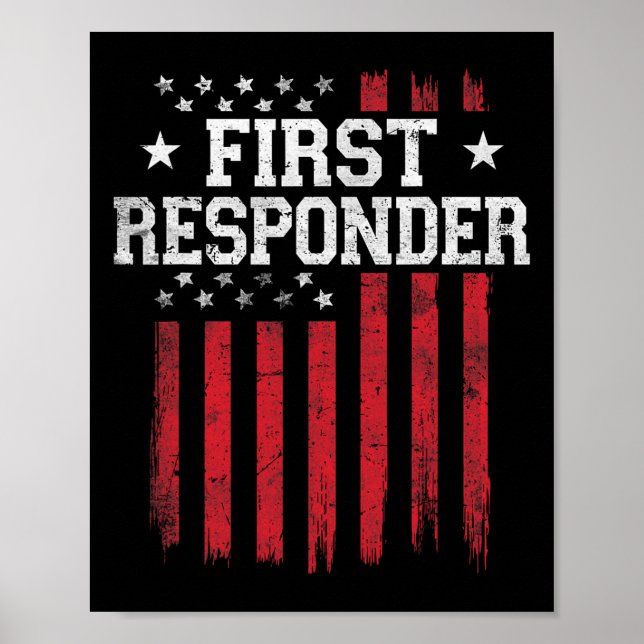 First Responder Proud American Flag Usa Patriot Pa Poster (Front)