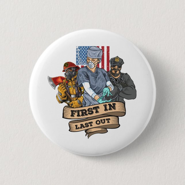 First Responders Day nurse firemen police 6 Cm Round Badge (Front)