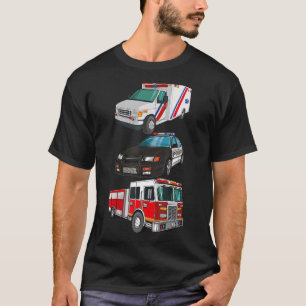 First Responders Police Car Fire Truck Ambulance K T-Shirt