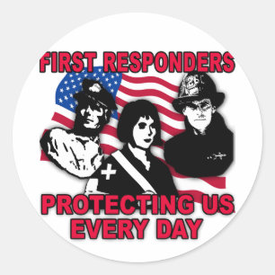 First Responders Tshirts, Bags, Travel Mugs Classic Round Sticker