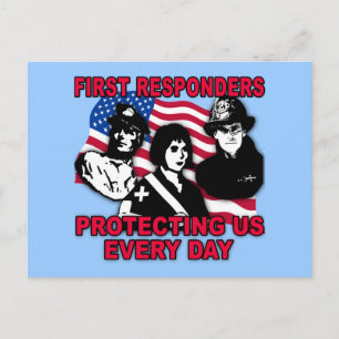 First Responders Tshirts, Bags, Travel Mugs Postcard