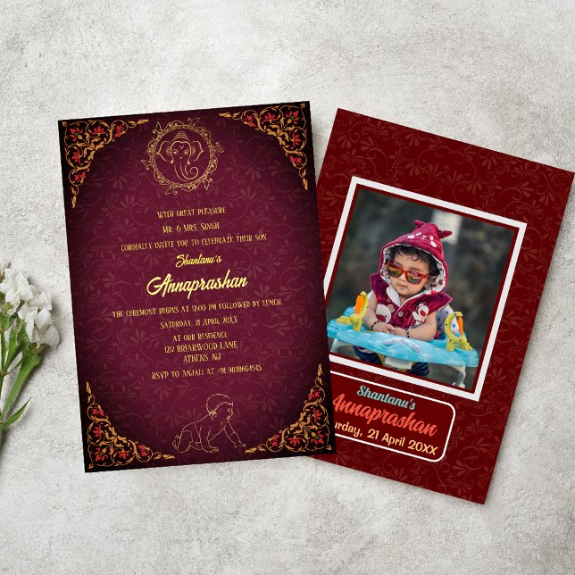 First Rice "Annaprashan" Indian Baby Image Invitation (Creator Uploaded)