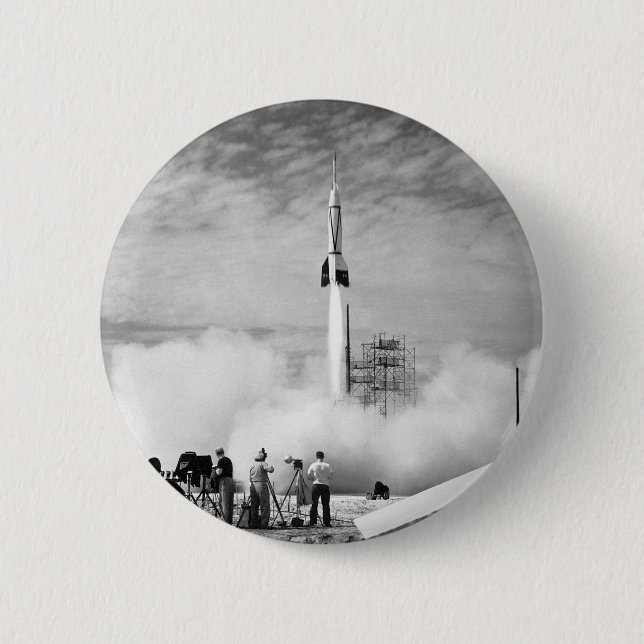 First Rocket Launch, Cape Canaveral, "Bumper 2" 6 Cm Round Badge (Front)