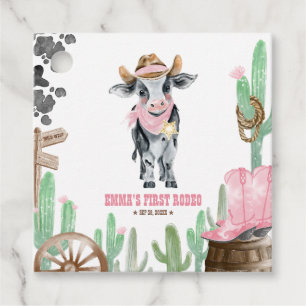 First Rodeo 1st Birthday Baby Cow Favour Tags