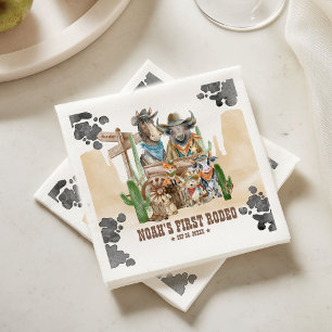First Rodeo 1st Birthday Cute Animals Wild West Napkin