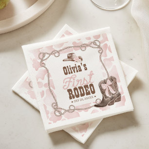 First Rodeo 1st Birthday Dusty Pink Napkin