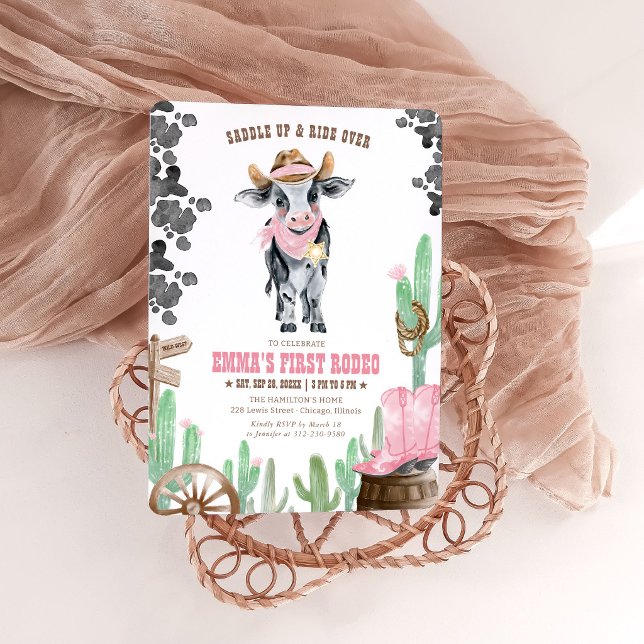 First Rodeo 1st Birthday Little Cowgirl Invitation (Creator Uploaded)