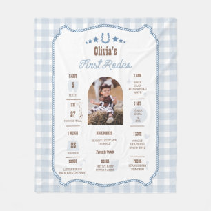 First Rodeo 1st Birthday Milestone Western Sign  Fleece Blanket