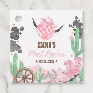 First Rodeo 1st Birthday Pink Boho Wild West Favour Tags