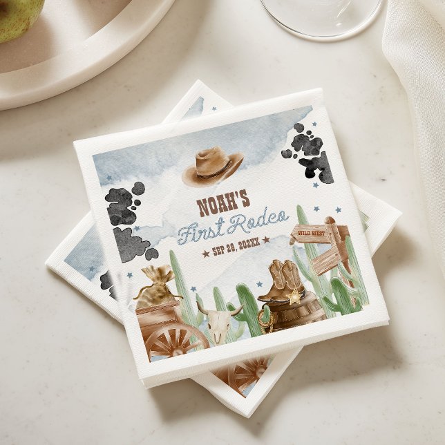 First Rodeo 1st Birthday Rustic Wild West Napkin (Creator Uploaded)
