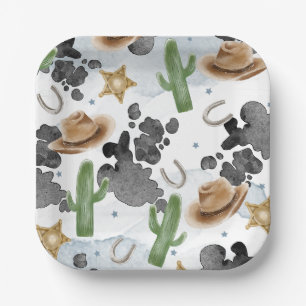 First Rodeo 1st Birthday Rustic Wild West Paper Plate