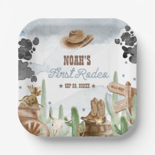 First Rodeo 1st Birthday Rustic Wild West Paper Plate