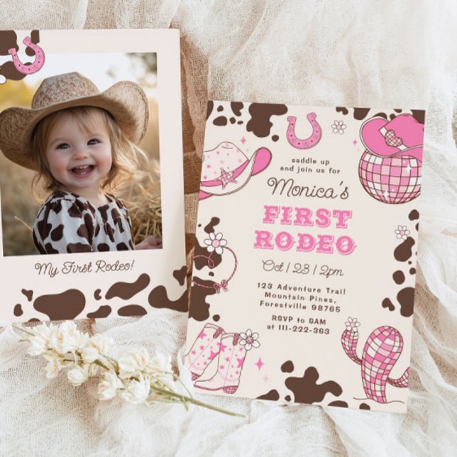 First rodeo 1st birthday wild one girl photo invitation (Creator Uploaded)