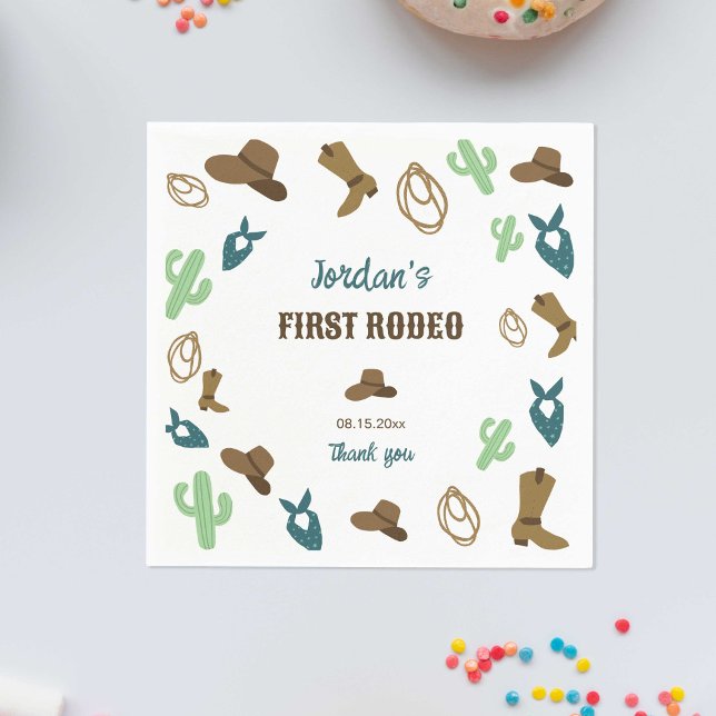 First Rodeo Birthday 1st Cowboy Western Napkin (Creator Uploaded)