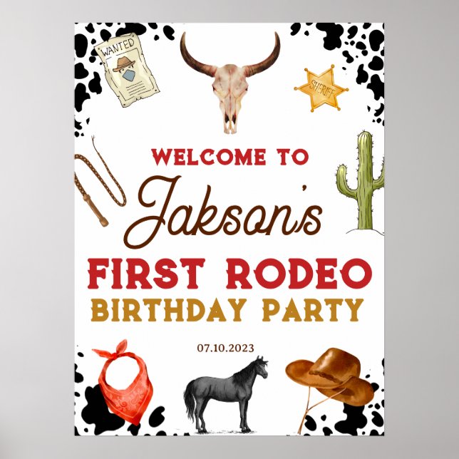 First Rodeo Birthday 1st Rodeo Welcome Poster (Front)