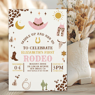 First Rodeo Birthday Girl, Fun Cowgirl Birthday Invitation