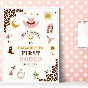 First Rodeo Birthday Girl, Fun Cowgirl Birthday Poster