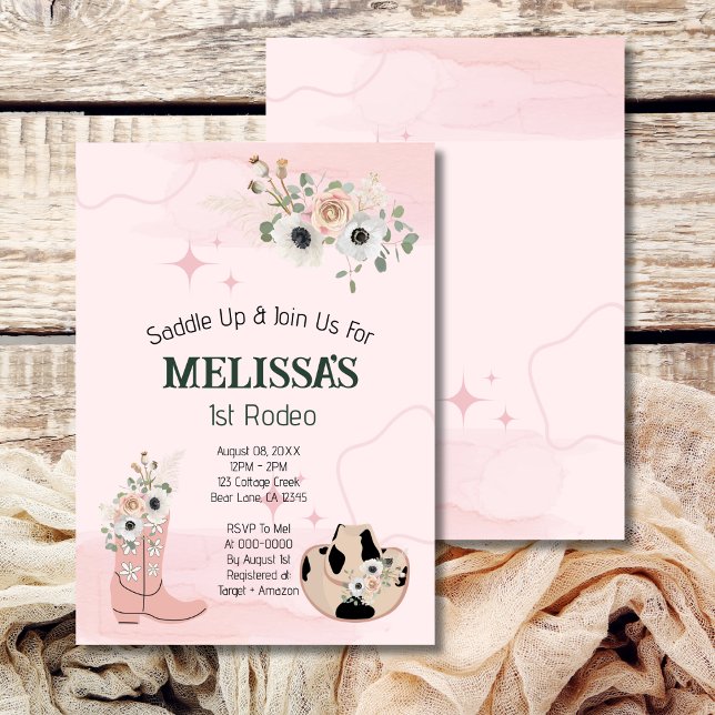 First Rodeo Birthday Girl Rustic Cowgirl Theme Invitation (Creator Uploaded)