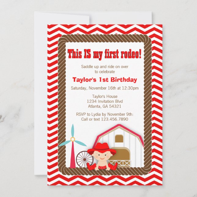 First Rodeo Birthday Invitation (Front)