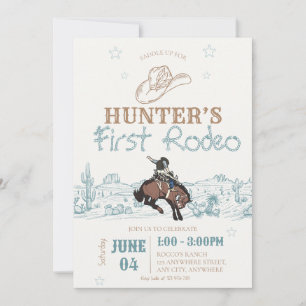First Rodeo Birthday Invitation Cowboy First
