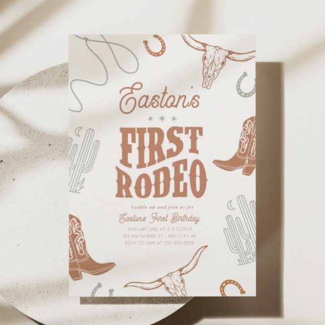First Rodeo Birthday Invitation Cowboy Party (Creator Uploaded)