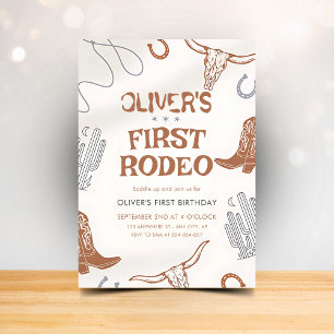 First Rodeo Birthday Invitation for Boy Cowboy