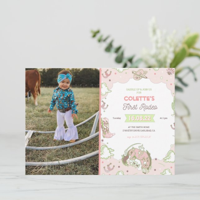 First Rodeo Birthday Invitation With Photo (Standing Front)