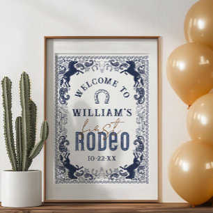 First Rodeo Birthday Party Welcome Navy Blue Sign