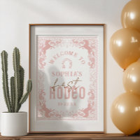 First Rodeo Birthday Party Welcome Sign – Pink Wes