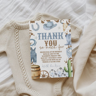 First Rodeo Blue Birthday Thank You Card