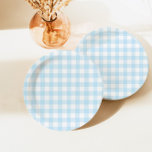 First Rodeo Blue Plaid Western Cowboy 1st Birthday Paper Plate<br><div class="desc">First Rodeo western cowboy 1st birthday party theme. Baby blue plaid.</div>