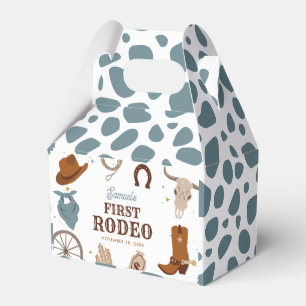 First Rodeo Blue Wild West Boy First Birthday Favour Box